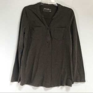 Eddie Bauer Shirt Long sleeve Henley V-neck Size Medium